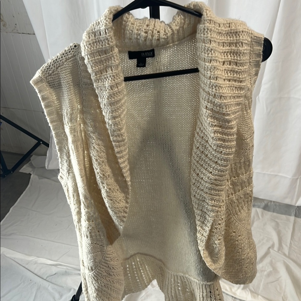 a.n.a Cream Cardigan with Sleeveless Design and Textured Knit